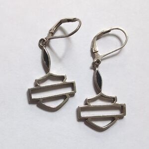 Harley Davidson Bar And Shield Silver Earrings